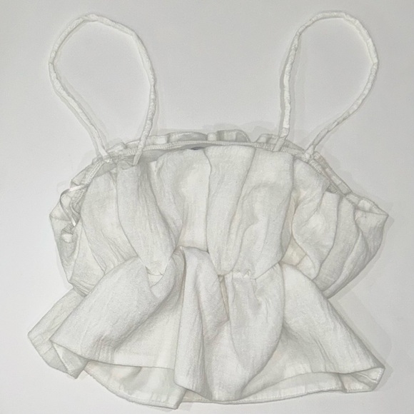 ZARA Ruched Smocked Crop top ruffled & gathered Tank Top Spaghetti Strap Cami M - Picture 3 of 9